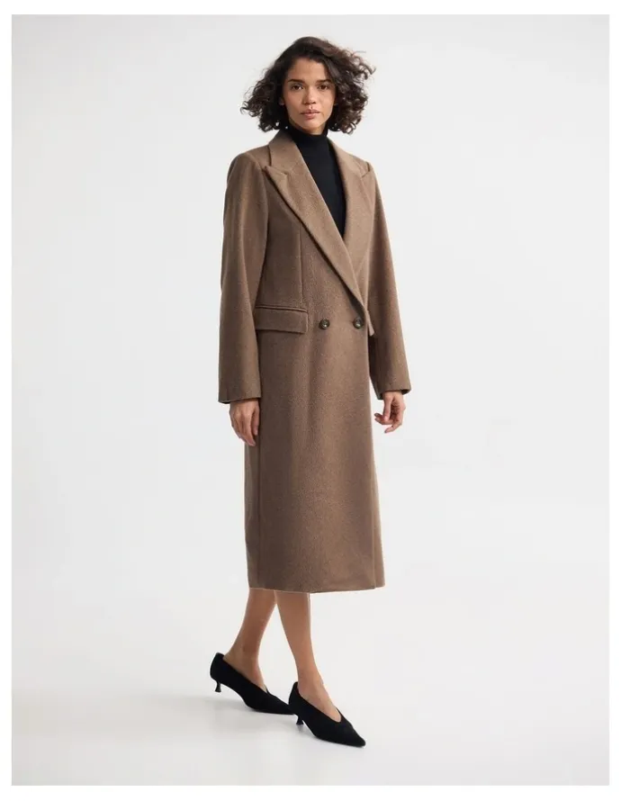 Oxford Saskia Double Breasted Wool Rich Coat in Camel