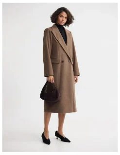 Oxford Saskia Double Breasted Wool Rich Coat in Camel