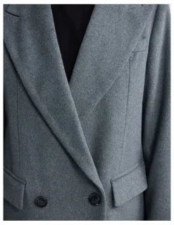 Oxford Saskia Double Breasted Wool Rich Coat in Grey