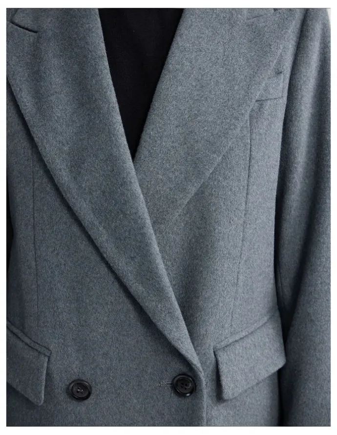 Oxford Saskia Double Breasted Wool Rich Coat in Grey