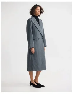 Oxford Saskia Double Breasted Wool Rich Coat in Grey