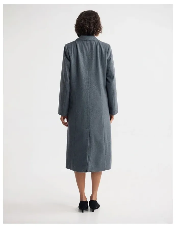 Oxford Saskia Double Breasted Wool Rich Coat in Grey