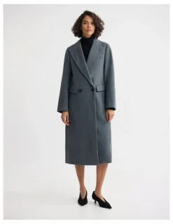 Oxford Saskia Double Breasted Wool Rich Coat in Grey