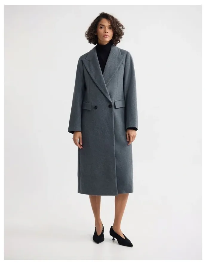 Oxford Saskia Double Breasted Wool Rich Coat in Grey