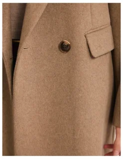 Oxford Saskia Double Breasted Wool Rich Coat in Camel