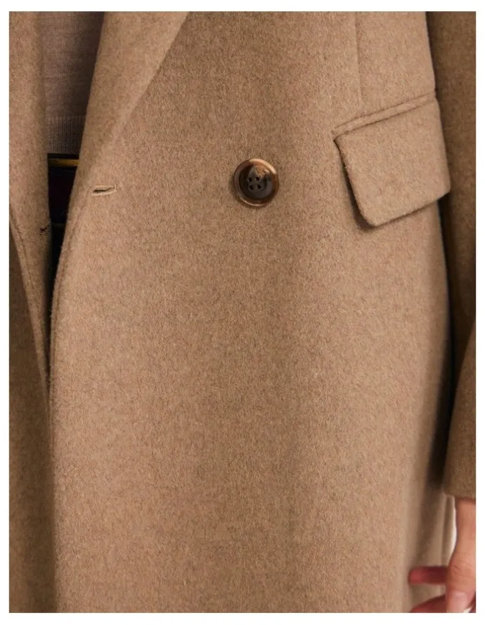 Oxford Saskia Double Breasted Wool Rich Coat in Camel