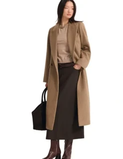 Oxford Saskia Double Breasted Wool Rich Coat in Camel