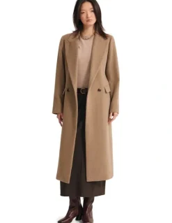 Oxford Saskia Double Breasted Wool Rich Coat in Camel