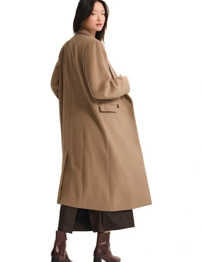 Oxford Saskia Double Breasted Wool Rich Coat in Camel