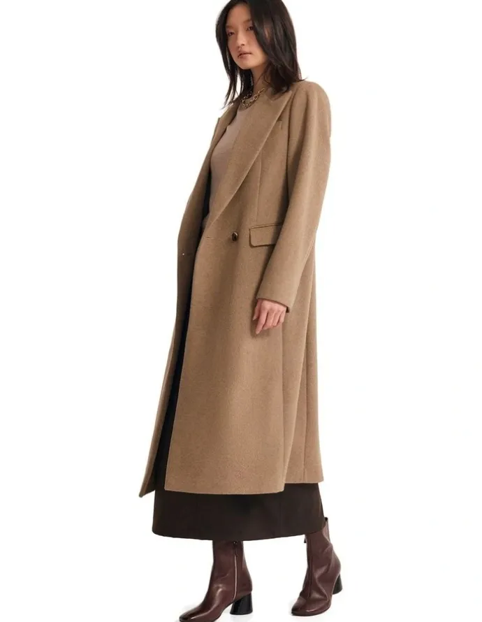 Oxford Saskia Double Breasted Wool Rich Coat in Camel