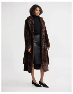 Oxford Saskia Faux Fur Coat in Brown