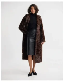 Oxford Saskia Faux Fur Coat in Brown