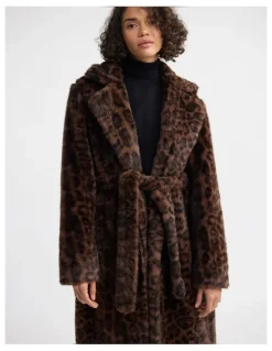 Oxford Saskia Faux Fur Coat in Brown