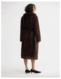 Oxford Saskia Faux Fur Coat in Brown