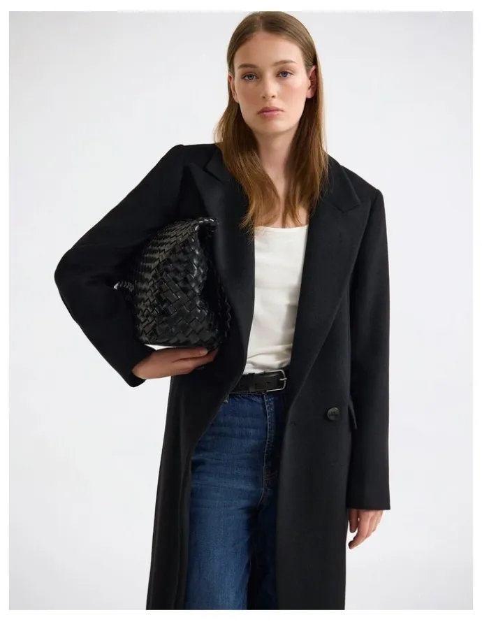 Oxford Saskia Wool Rich Coat in Black