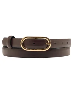 Oxford Sierra Skinny Leather Belt in Dark Chocolate