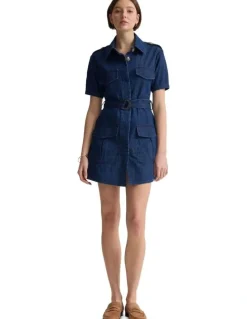 Oxford Alda Safari Dress in Denim Blue