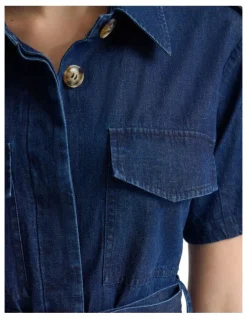 Oxford Alda Safari Dress in Denim Blue