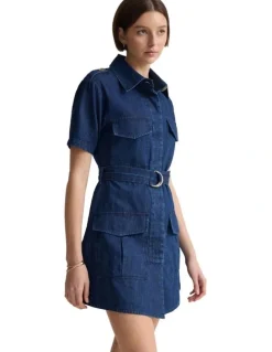 Oxford Alda Safari Dress in Denim Blue
