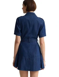 Oxford Alda Safari Dress in Denim Blue