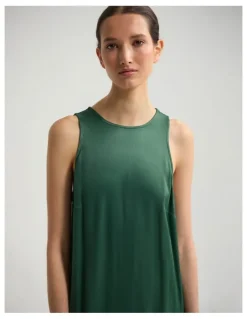 Oxford Amber Satin And Lace Dress in Olive