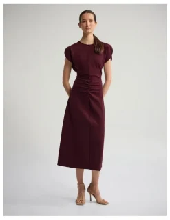 Oxford Kitty Ponti Dress in Plum