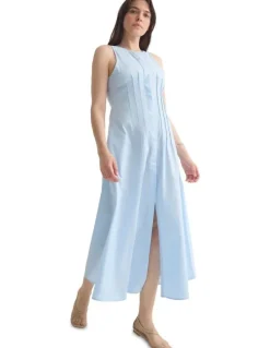 Oxford Sorrento Poplin Dress in Pale Cornflower