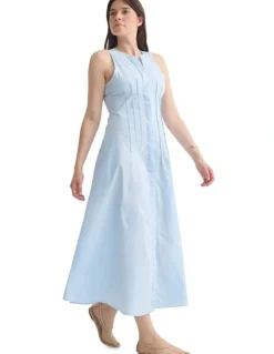 Oxford Sorrento Poplin Dress in Pale Cornflower