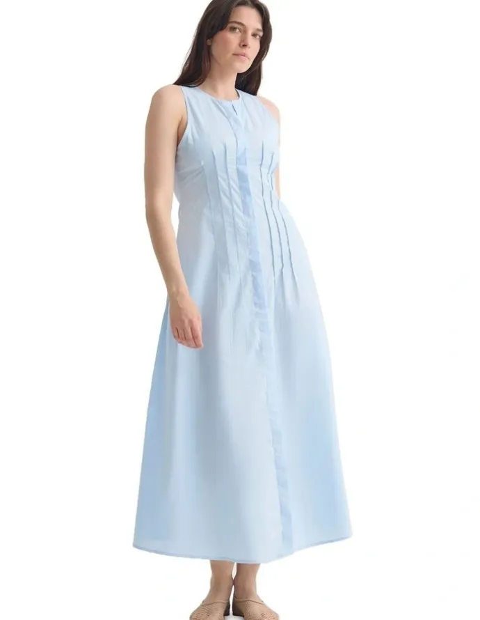 Oxford Sorrento Poplin Dress in Pale Cornflower