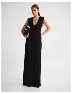 Oxford Sydney Knit Dress With Woven Skirt in Black