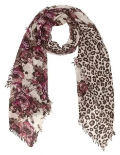 Ozwear Ugg 100% Australian Wool Print Scarf in Red/Leopard