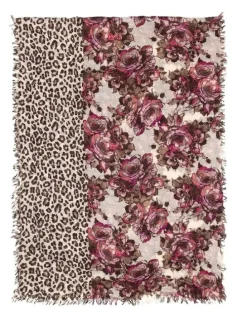 Ozwear Ugg 100% Australian Wool Print Scarf in Red/Leopard