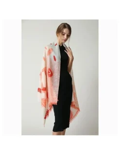 Ozwear Ugg Australian Merino Wool Scarf in Cream/Coral