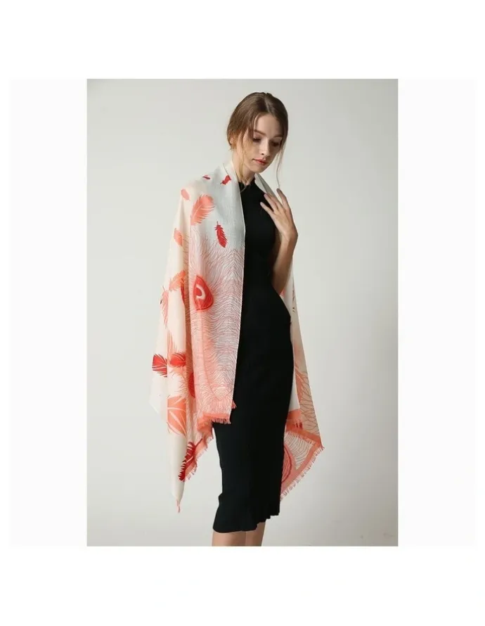 Ozwear Ugg Australian Merino Wool Scarf in Cream/Coral