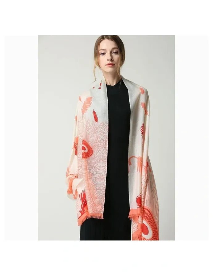 Ozwear Ugg Australian Merino Wool Scarf in Cream/Coral