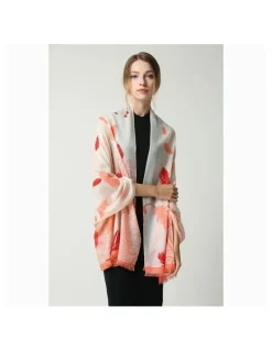 Ozwear Ugg Australian Merino Wool Scarf in Cream/Coral