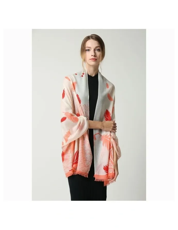 Ozwear Ugg Australian Merino Wool Scarf in Cream/Coral