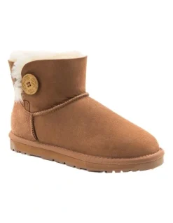Ozwear Ugg Classic Mini Button Boots (Water Resistant) in Chestnut