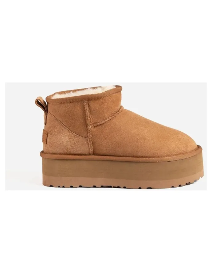 Ozwear Ugg Classic Platform Ultra Mini Boots in Chestnut