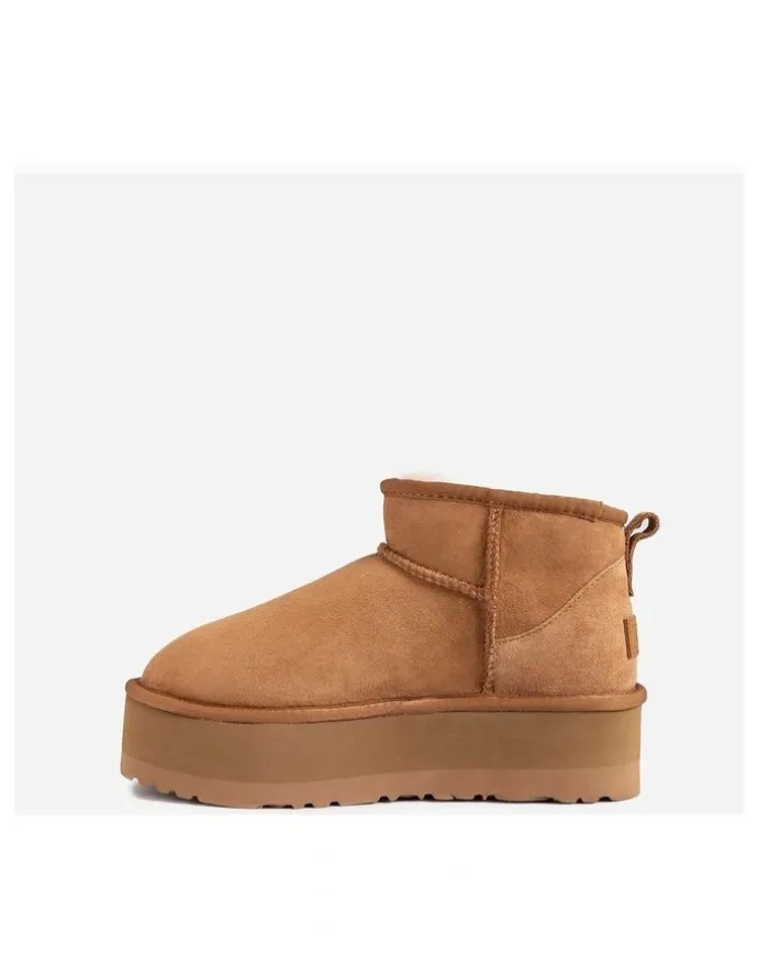Ozwear Ugg Classic Platform Ultra Mini Boots in Chestnut