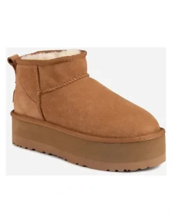 Ozwear Ugg Classic Platform Ultra Mini Boots in Chestnut