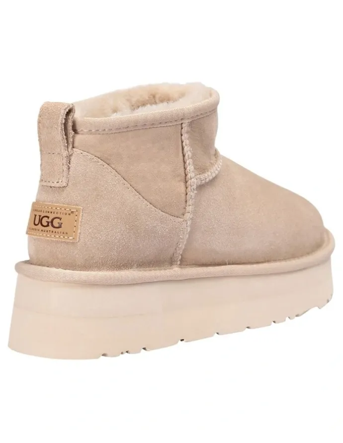 Ozwear Ugg Classic Platform Ultra Mini Boots in Beige