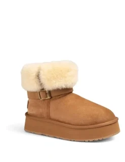 Ozwear Ugg Classic Platform Buckle Mini Boots (4.5cm) (Water Resistant) in Chestnut