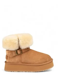 Ozwear Ugg Classic Platform Buckle Mini Boots (4.5cm) (Water Resistant) in Chestnut