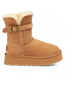 Ozwear Ugg Classic Platform Buckle Mini Boots (4.5cm) (Water Resistant) in Chestnut