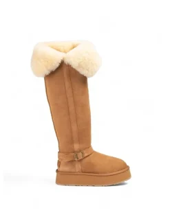 Ozwear Ugg Classic Platform Buckle Tall Boots (Over The Knee) in Chestnut