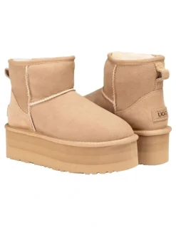 Ozwear Ugg Classic Platform Mini Boots 5cm in Sand