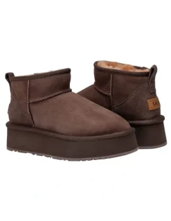 Ozwear Ugg Classic Platform Ultra Mini Boots in Chocolate