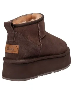 Ozwear Ugg Classic Platform Ultra Mini Boots in Chocolate