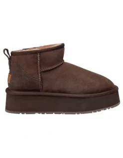 Ozwear Ugg Classic Platform Ultra Mini Boots in Chocolate